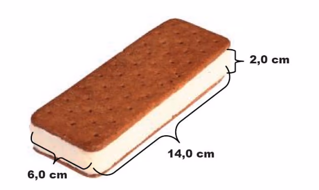 Supersandwich-iskrem med sidekantene 14,0 cm, 6,0 cm og 2,0 cm