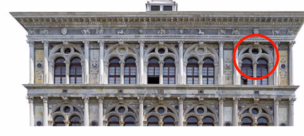 Del av bygningen Palazzo Vendramin-Calergi i Venezia