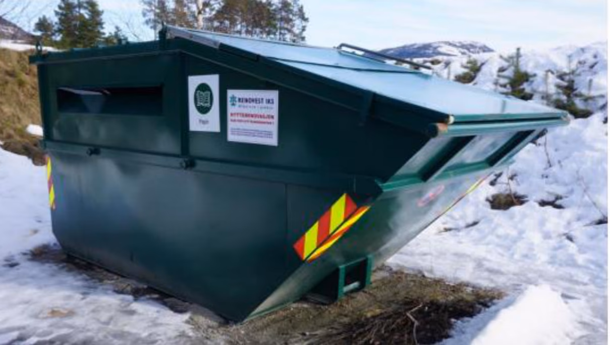 Grønn papirkontainer