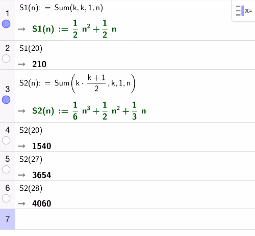 GeoGebra CAS: Marius-formelen og S1(20)