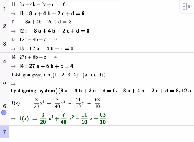 GeoGebra CAS — likningssystem og løsning