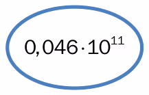 Tallet 0,046 · 10¹¹ skrevet i en oval ramme.