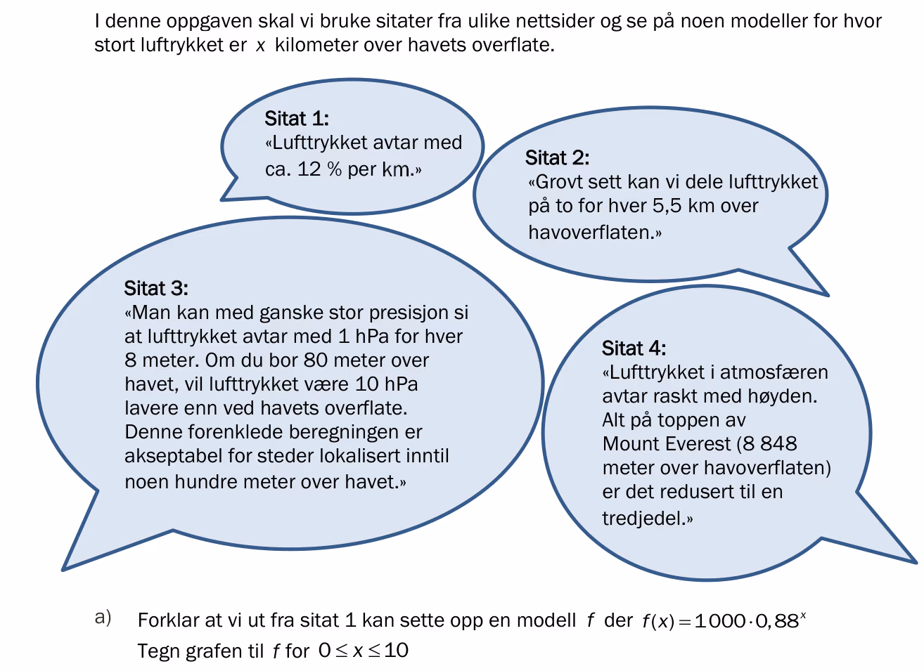 Fire sitater om lufttrykk og høyde