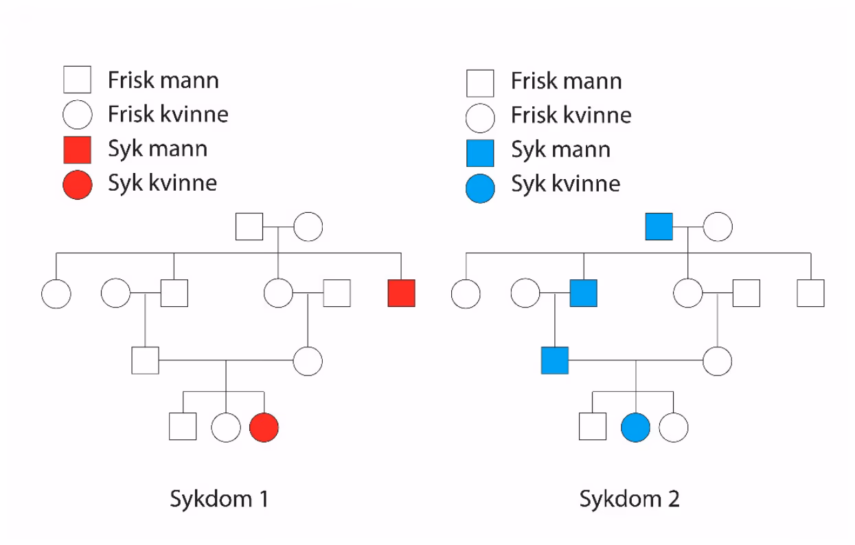 Stamtavler for sykdom 1 og sykdom 2