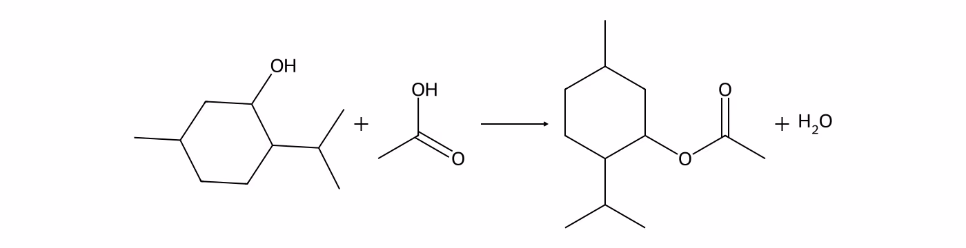 Mentol + etansyre → mentyletanat + vann