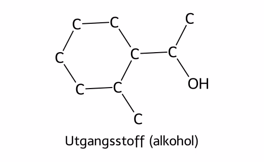 Utgangsstoffet. O-atomet har to frie elektronpar.