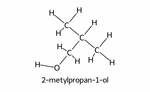 Strukturformel for 2-metylpropan-1-ol