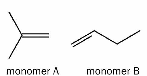 Skjelettformler for monomer A og monomer B