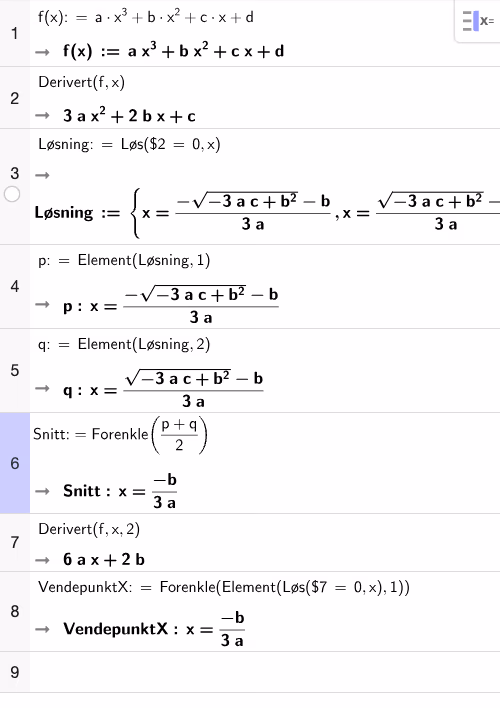 CAS-utregning i GeoGebra