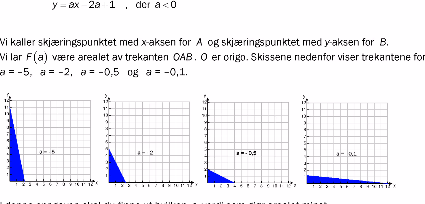 Trekanter OAB for ulike verdier av a
