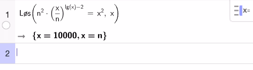 Løsning i GeoGebra CAS