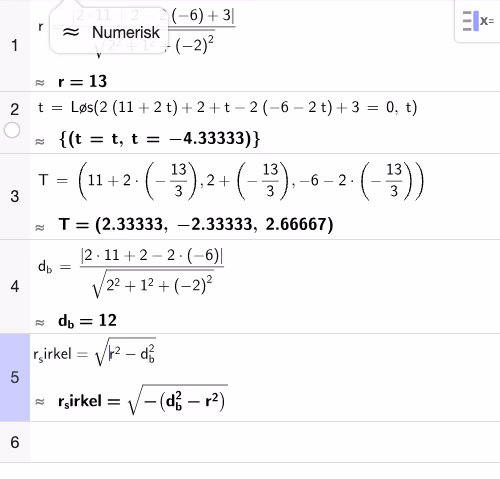 Utregning i GeoGebra CAS