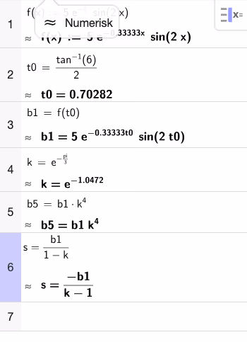 CAS-beregning av t0, b1, k, b5 og s