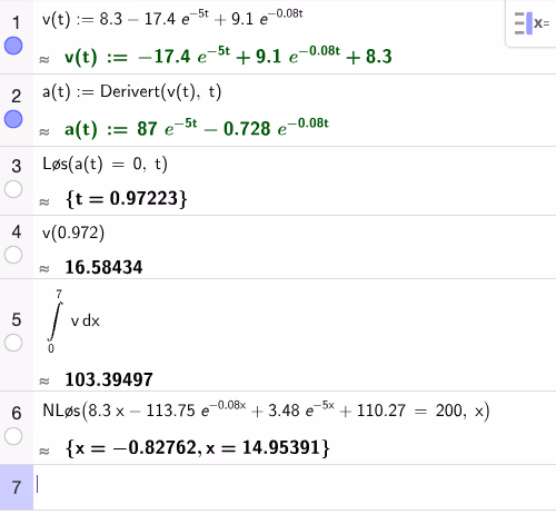 GeoGebra CAS – harens fart og gjennomsnittsfart