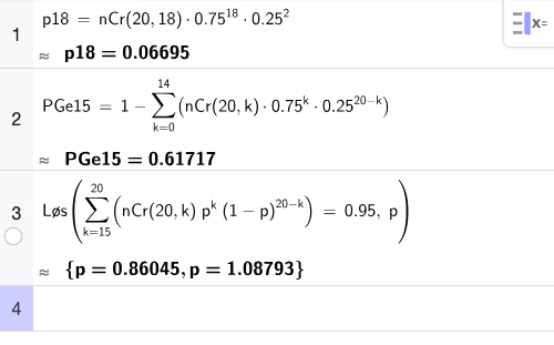 GeoGebra CAS-utregning
