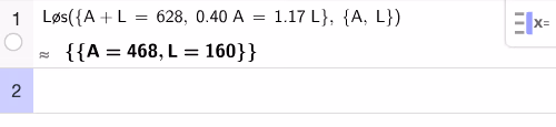 Løsning av likningssystem i GeoGebra CAS