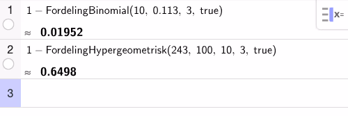 GeoGebra CAS – binomisk og hypergeometrisk