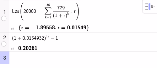 Løsning av annuitetslikningen i GeoGebra CAS