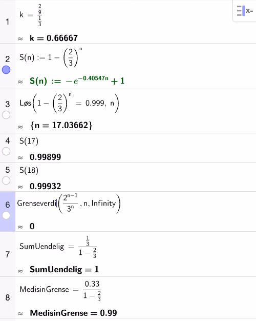 GeoGebra CAS-utregning