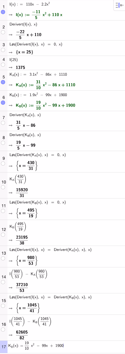 GeoGebra CAS – alle beregninger