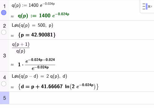 GeoGebra CAS: etterspørsel