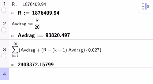 GeoGebra CAS: serielån sum